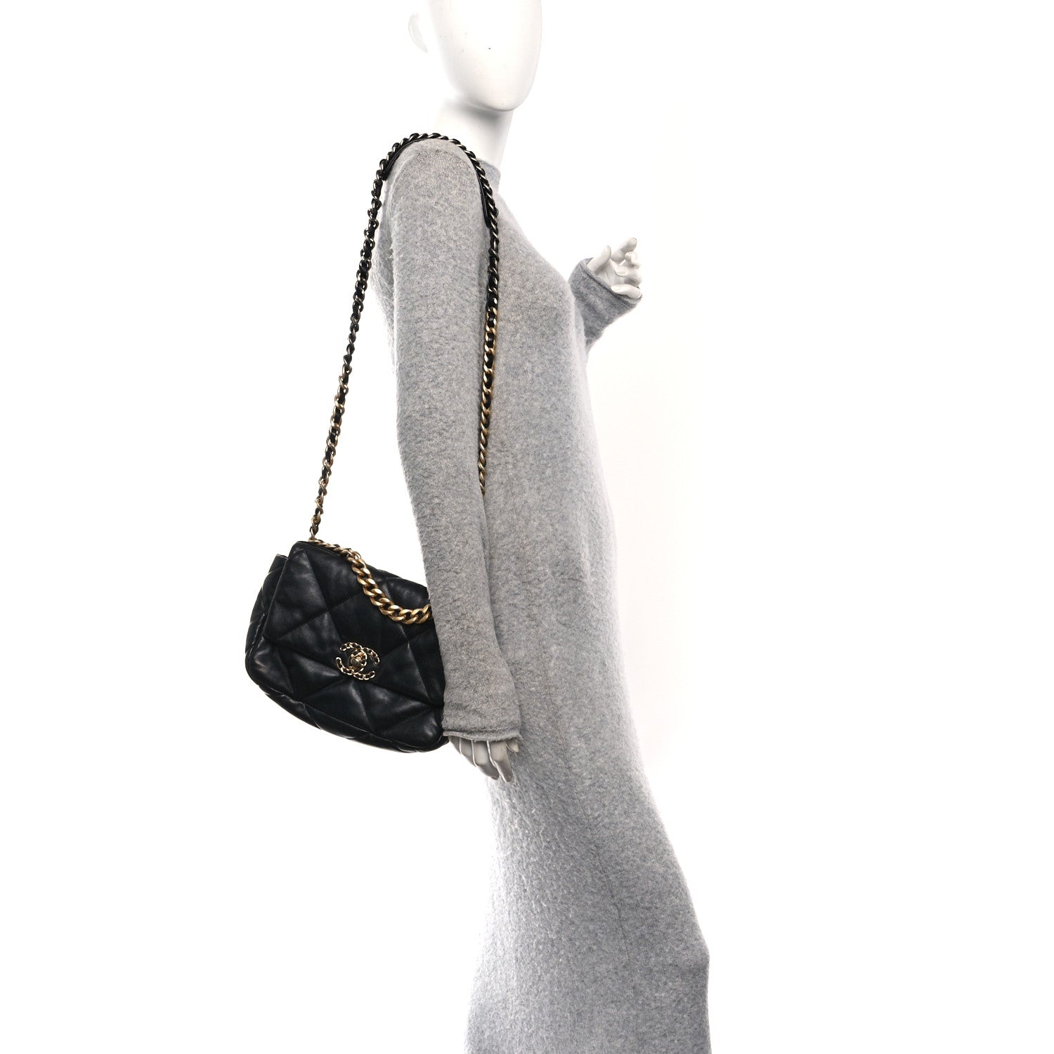 Chanel Lambskin Quilted Medium Chanel 19 Flap Black
