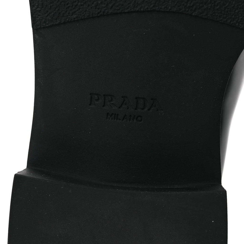 Prada Spazzolato Metal Triangle Logo 50mm Loafers 36 Black
