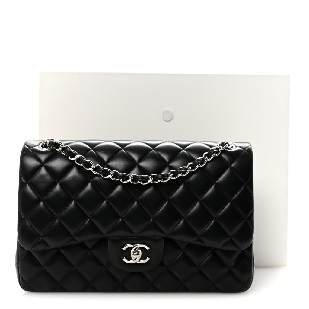 Chanel Lambskin Quilted Jumbo Double Flap Black
