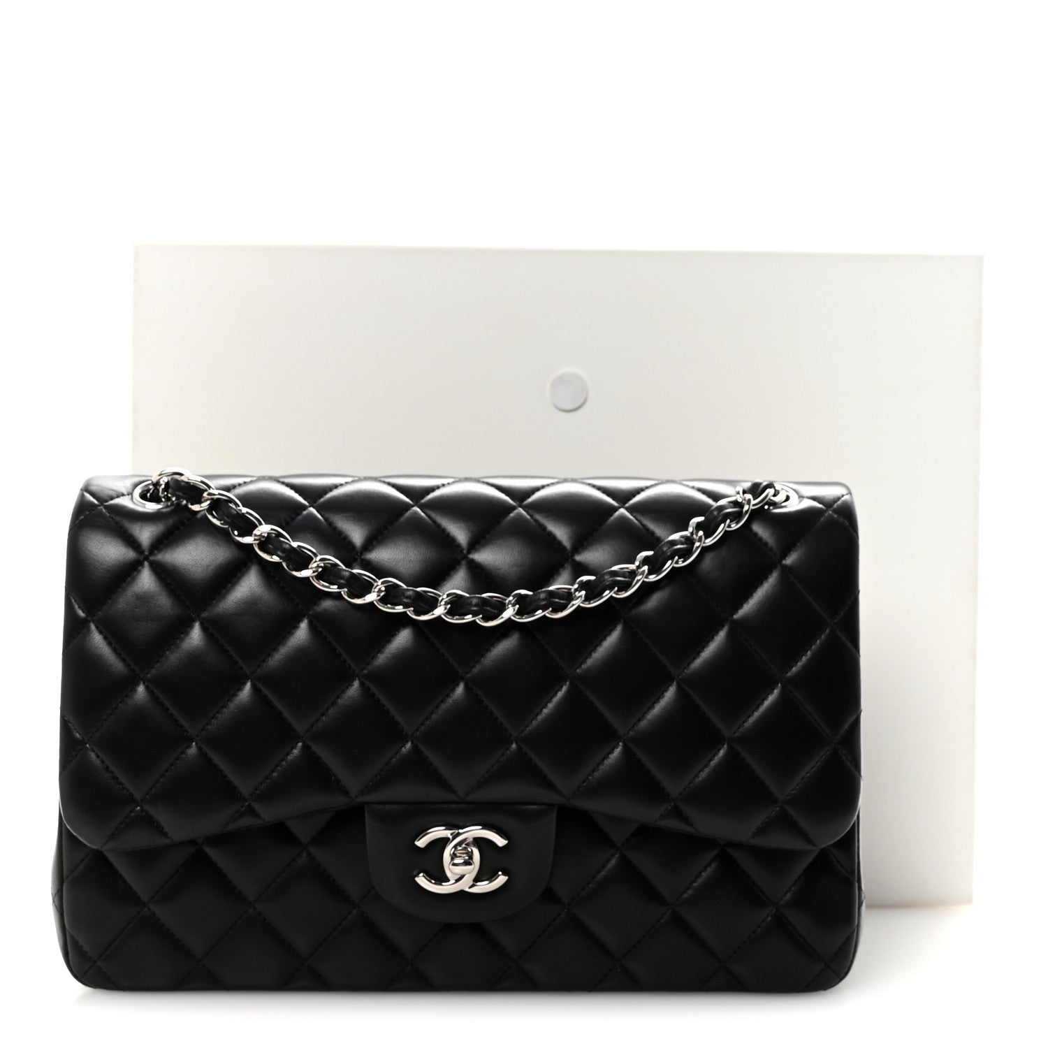 Chanel Lambskin Quilted Jumbo Double Flap Black