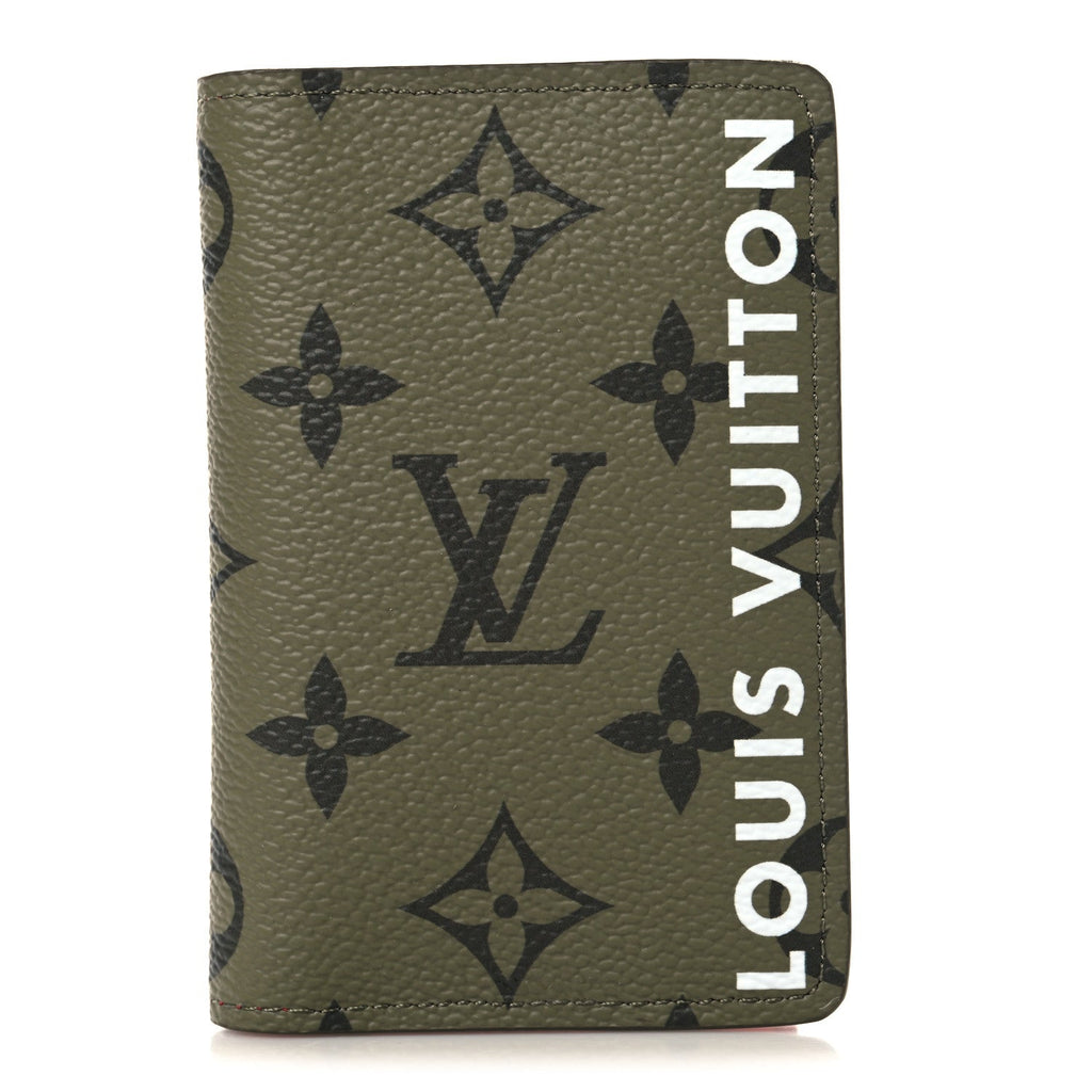 Louis Vuitton Monogram Pocket Organizer NM Khaki Green Vermillion Red
