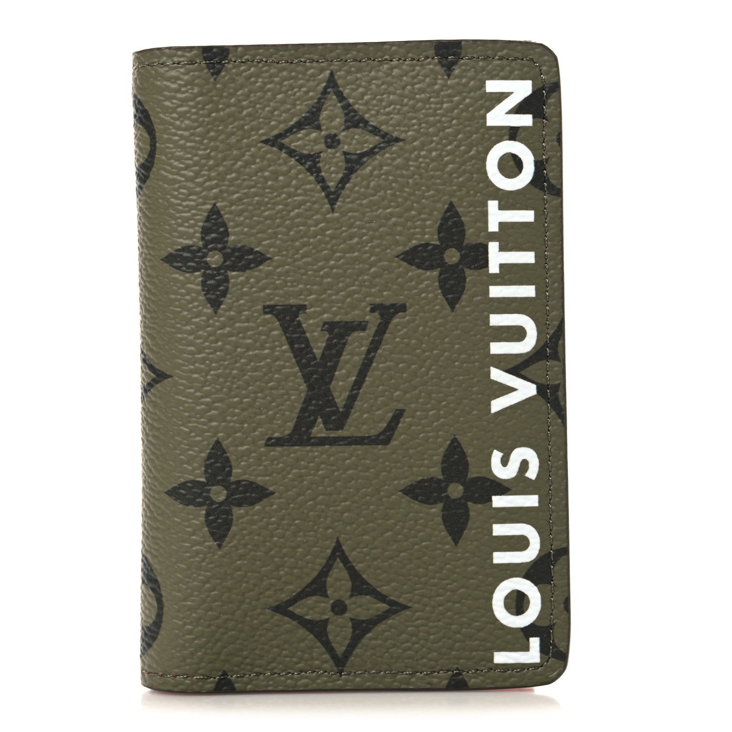 Louis Vuitton Monogram Pocket Organizer NM Khaki Green Vermillion Red
