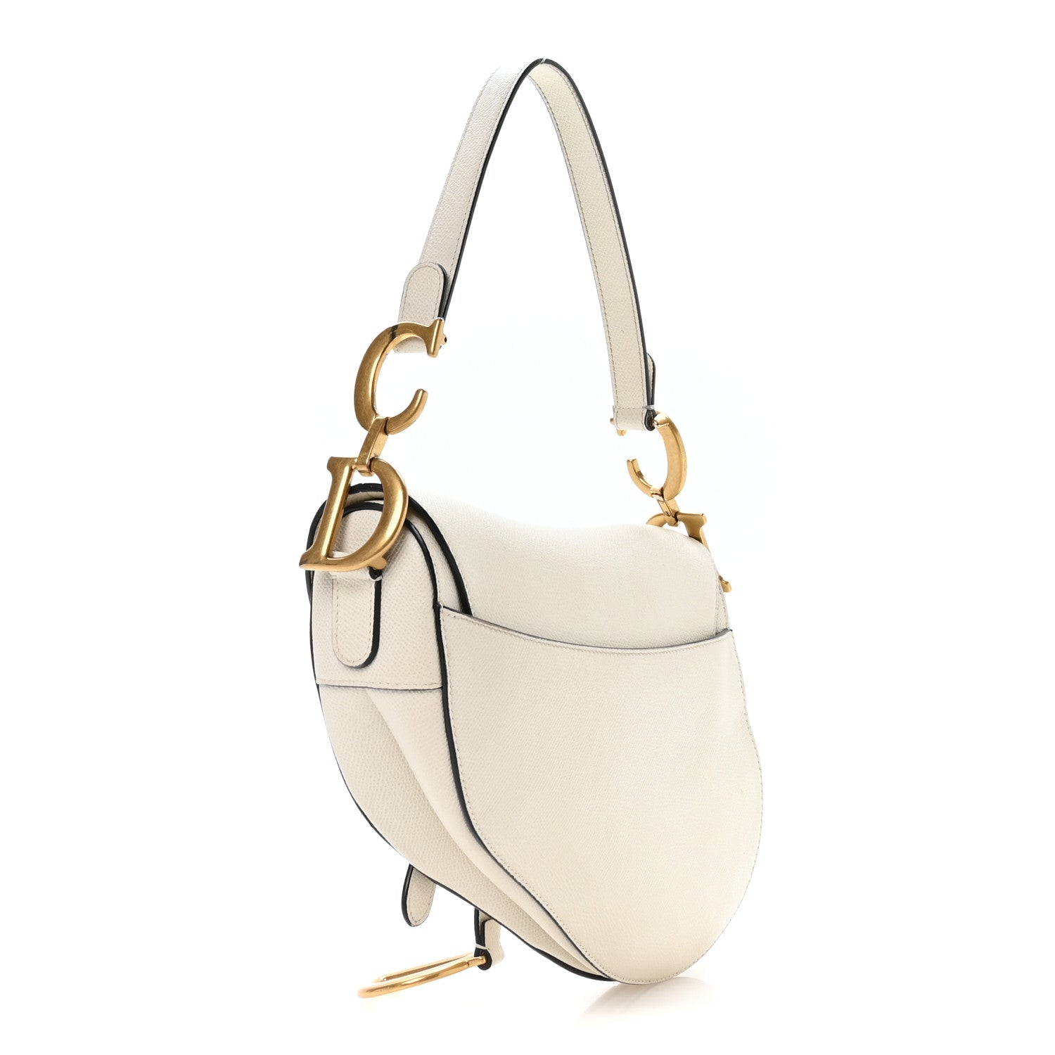 Christian Dior Grained Calfskin Saddle Bag White