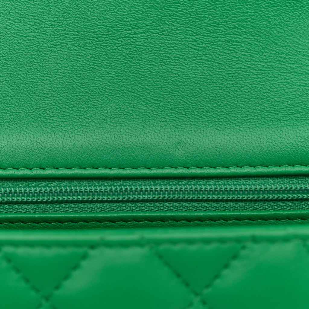 Chanel Lambskin Quilted Mini Square Flap Green