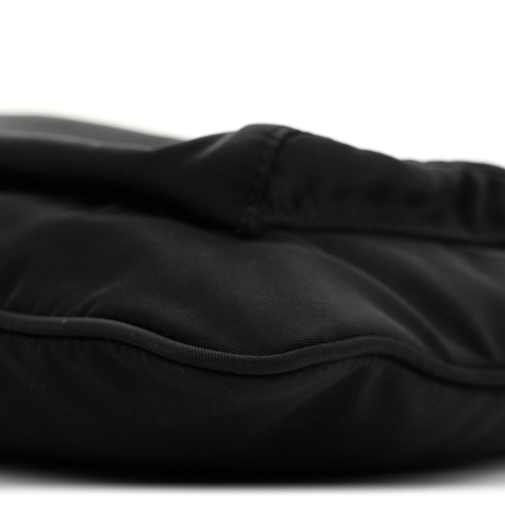 Prada Tessuto Nylon Saffiano Flat Messenger Bag Black