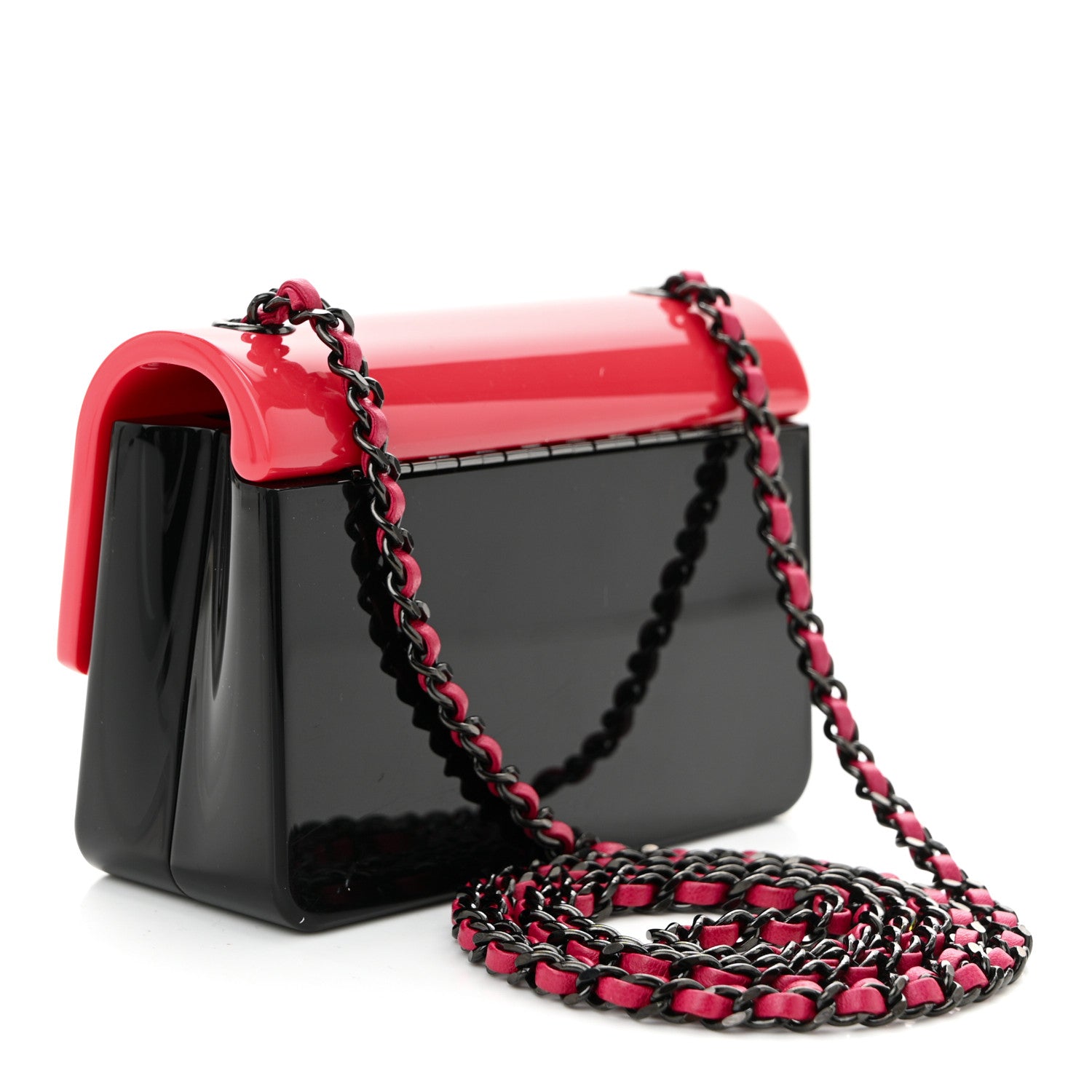 Chanel Plexiglass Plexi Coco Bag Pink Black