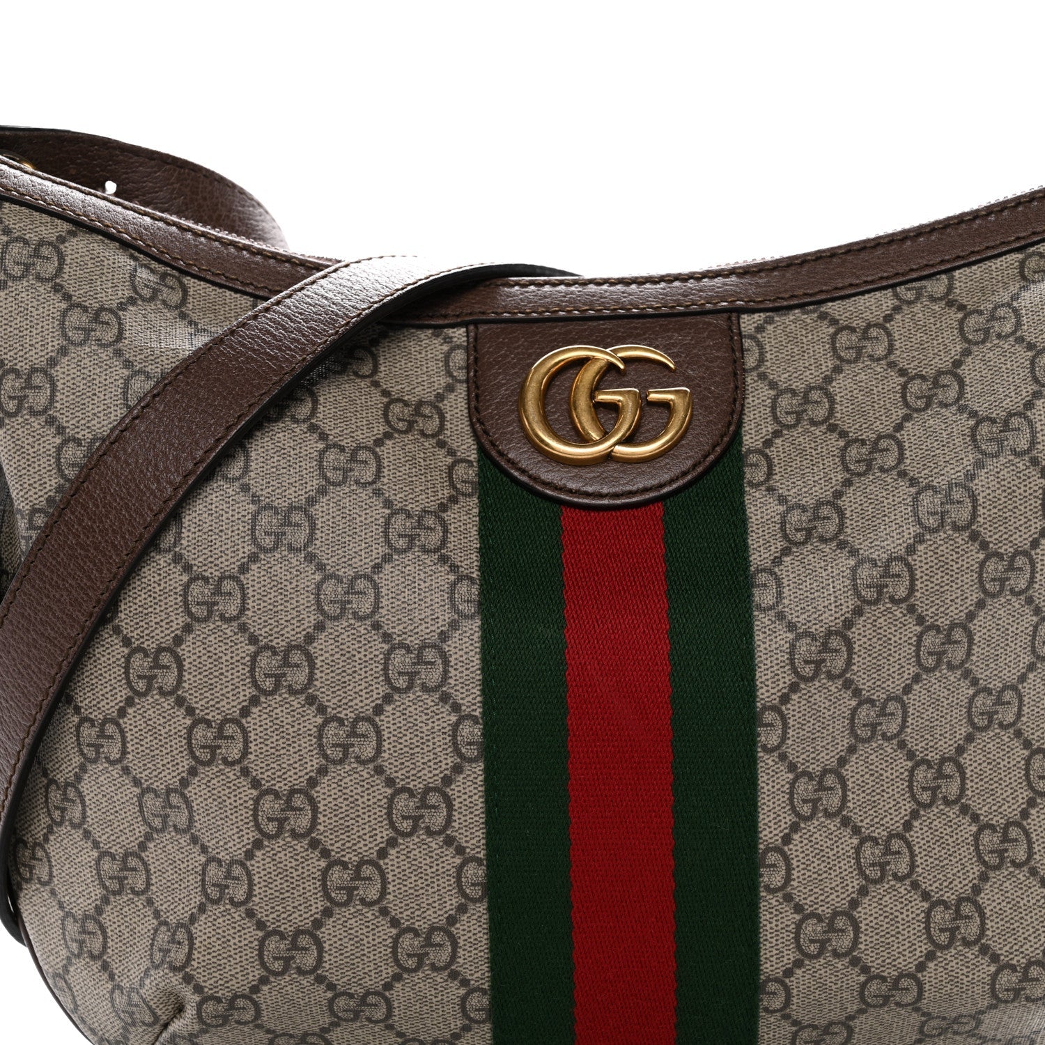 Gucci GG Supreme Monogram Web Small Ophidia Half Moon Hobo Brown