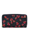 Gucci Calfskin Heartbeat Print Zip Around Wallet Blue
