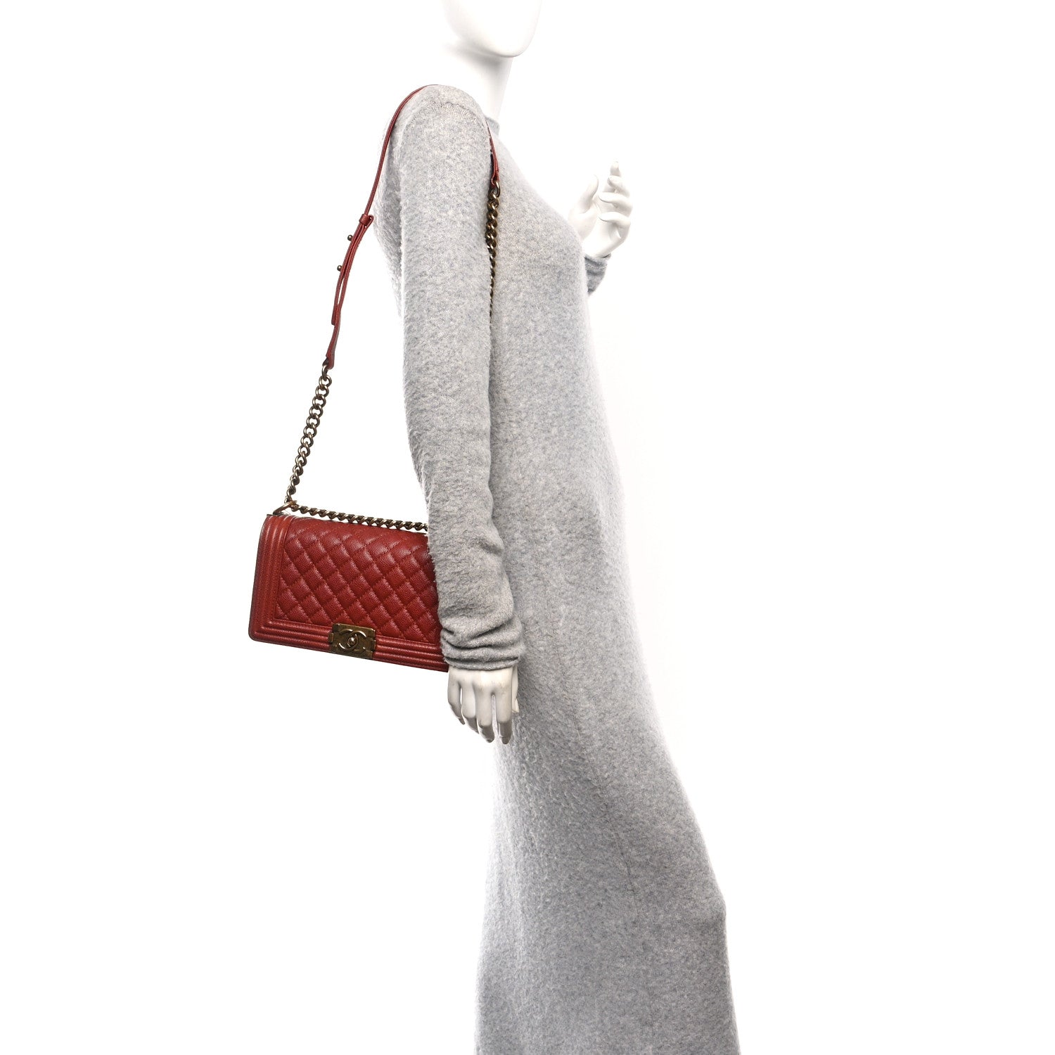 Chanel Caviar Quilted Medium Boy Flap Dark Red
