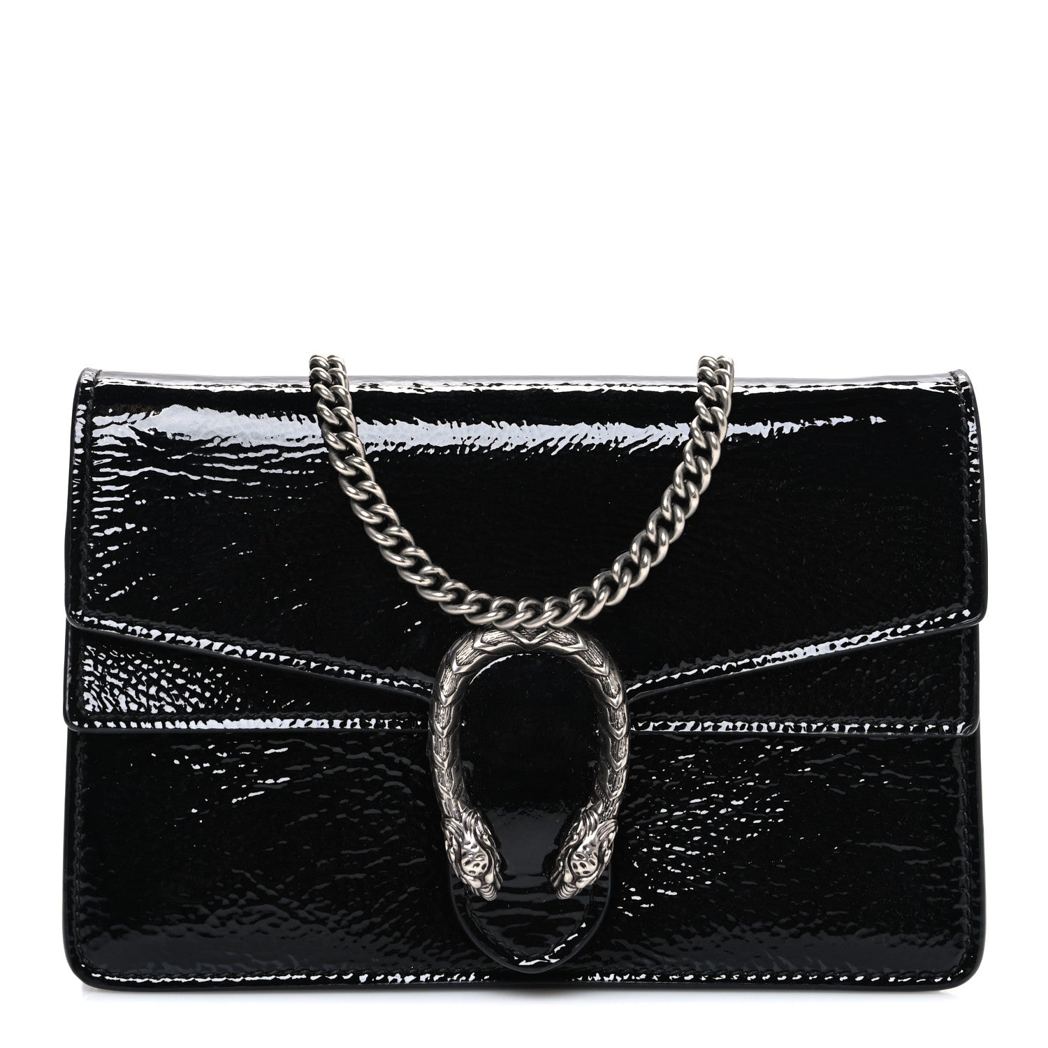 Gucci Crinkled Patent Mini Dionysus Shoulder Bag Black