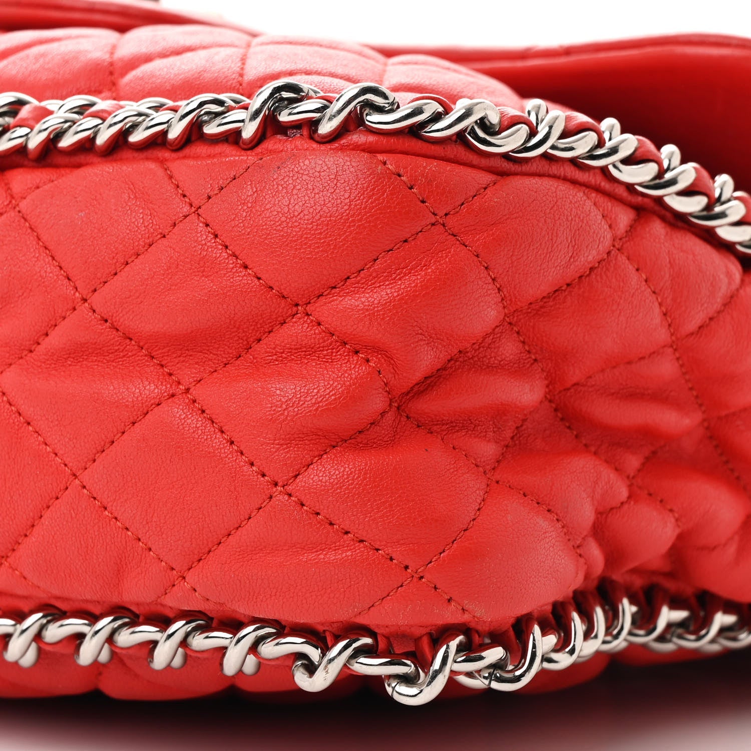 Chanel Washed Lambskin Quilted Maxi Chain Around Flap Red