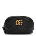 Gucci Calfskin Matelasse GG Marmont Pouch Cosmetic Case Black