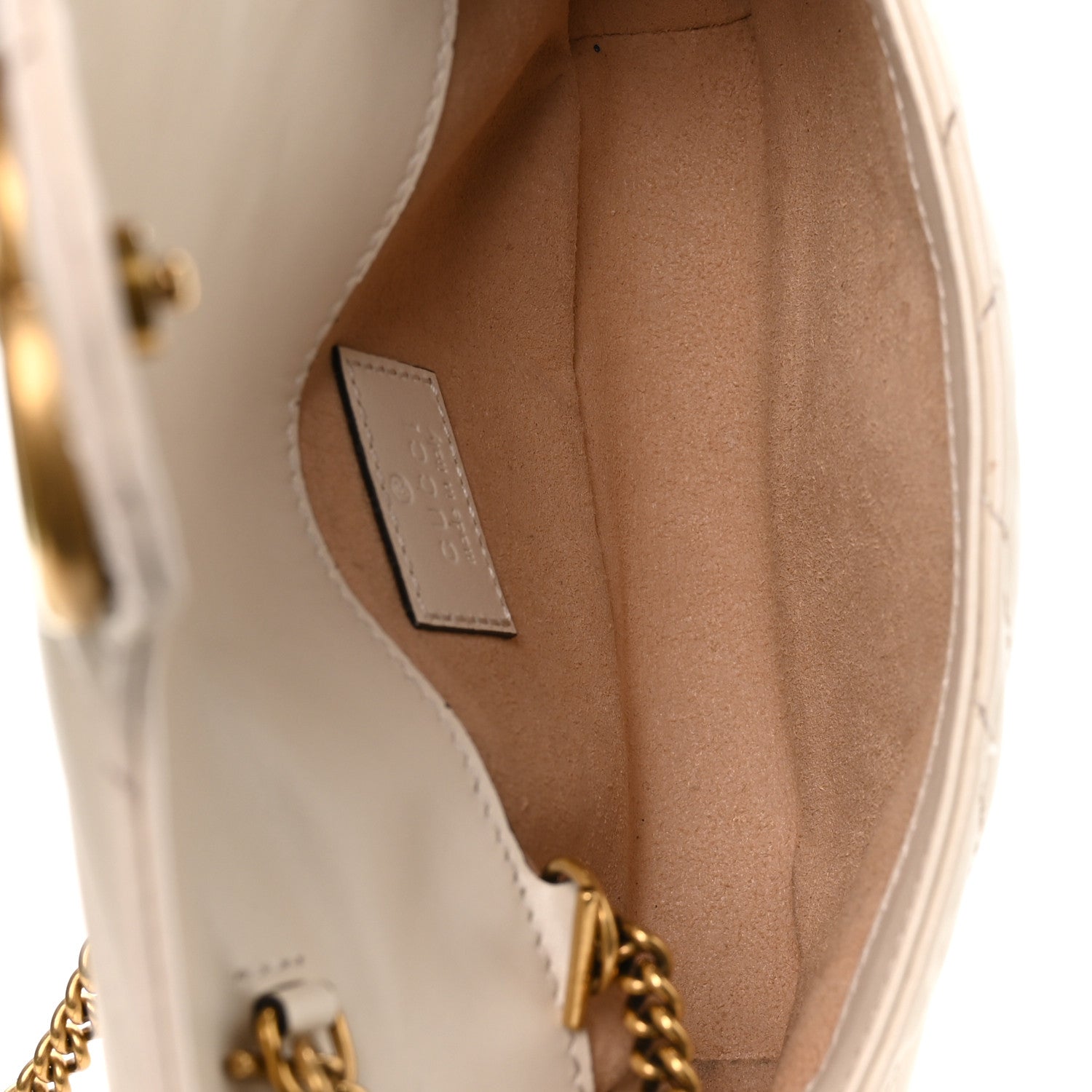Gucci Calfskin Matelasse Super Mini GG Marmont Shoulder Bag White