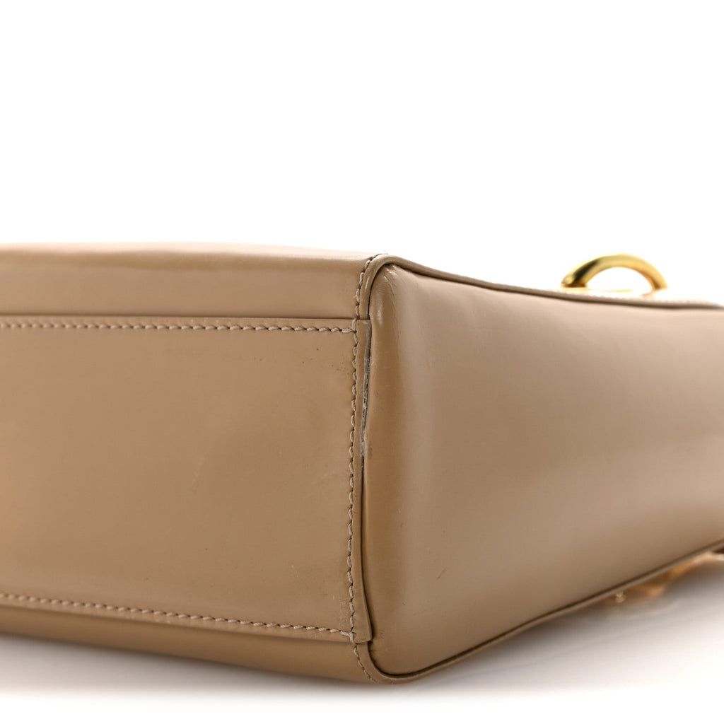 Christian Dior Patent Mini Lady Dior Beige