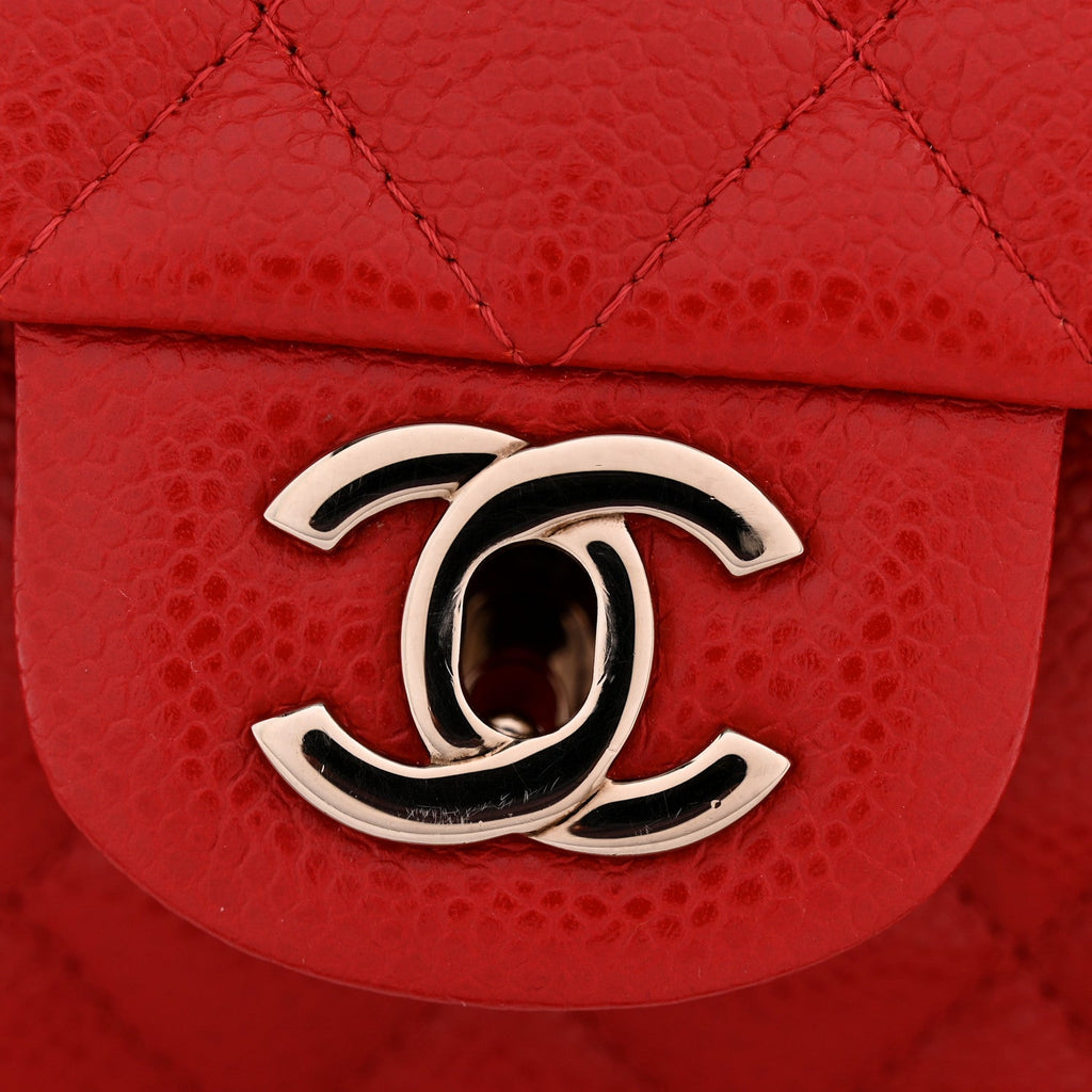 Chanel Caviar Quilted Medium Double Flap Red