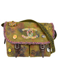 Chanel 2014-2015 Khaki Green Canvas Graffiti On The Pavement Messenger Bag