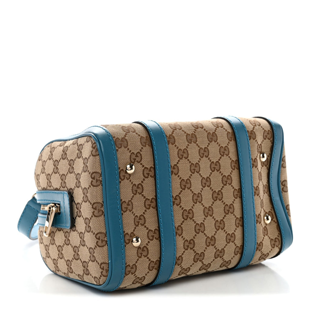 Gucci Monogram Small Boston Beige Deep Cobalt