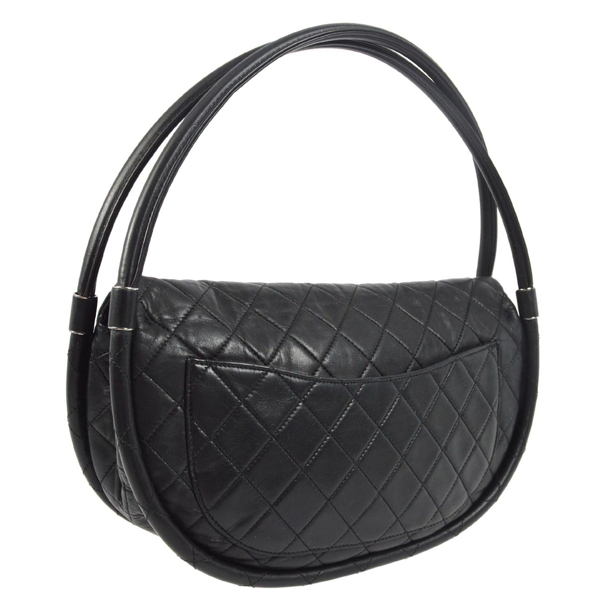 Chanel 2012-2013 Black Lambskin Large Hula Hoop Handbag