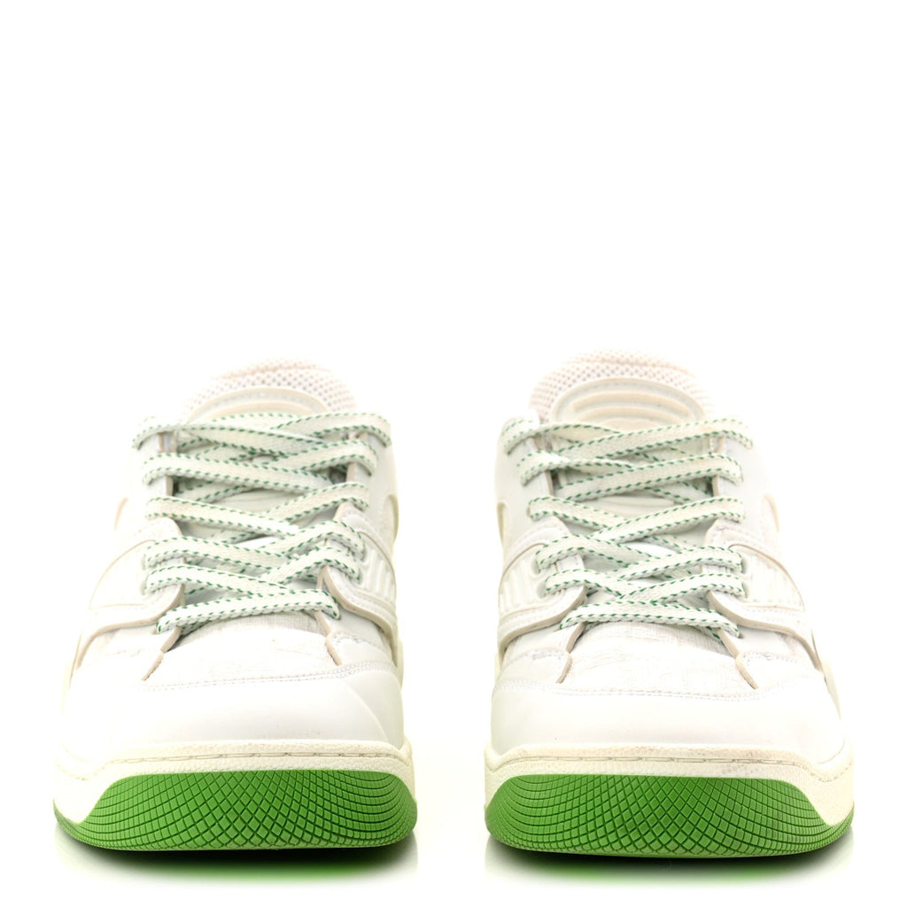 Gucci Demetra GG Supreme Monogram Womens Basket Low Top Sneakers 35 Great White Green