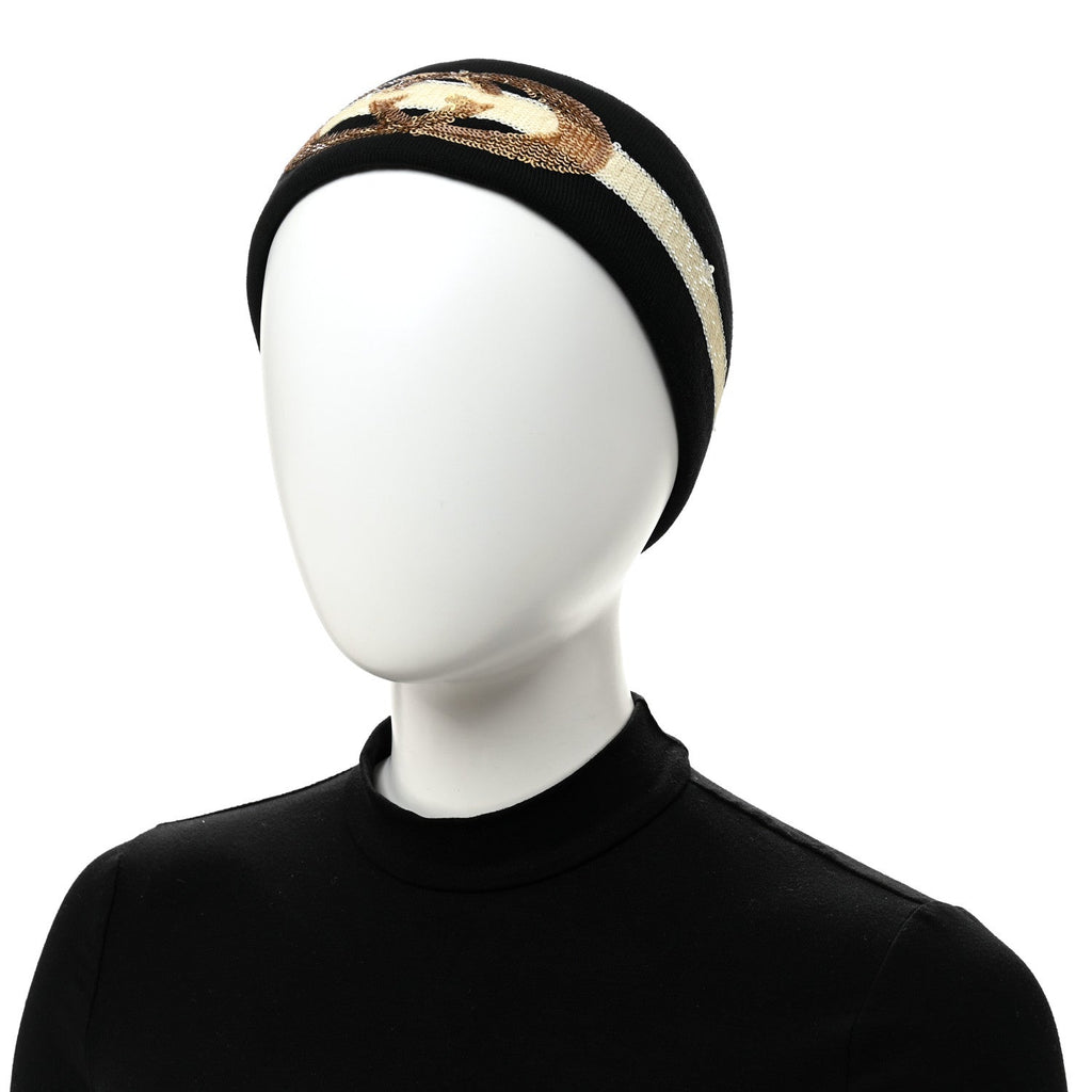 Gucci Sequin Polyester Headband M 57 Black White