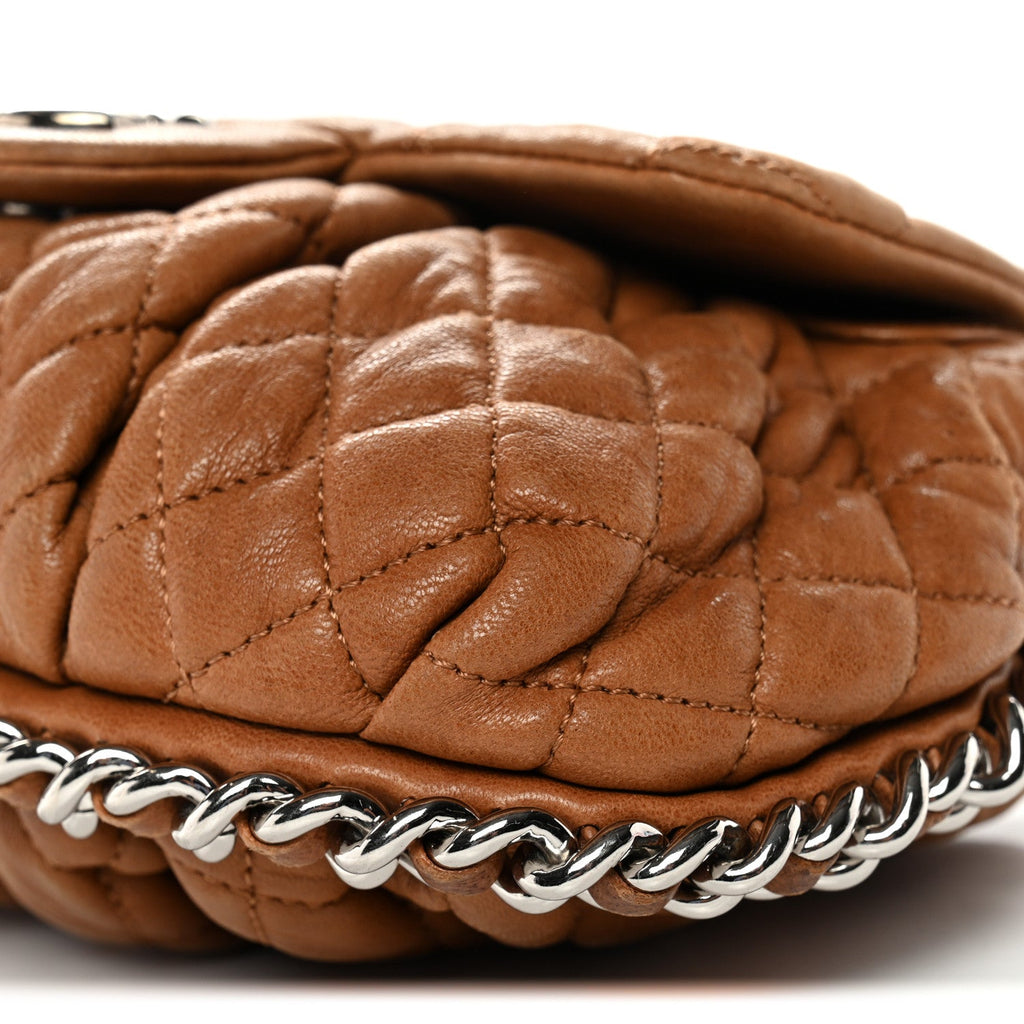 Chanel Washed Lambskin Mini Chain Around Messenger Brown