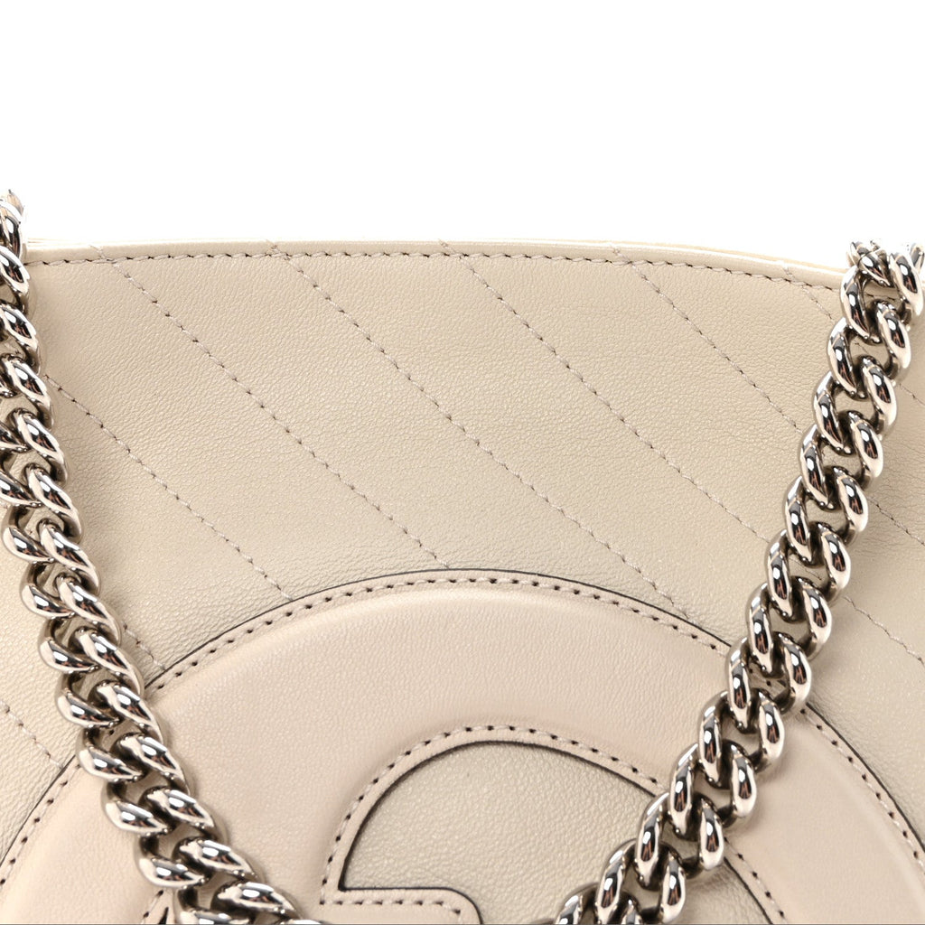 Gucci Sakai Be Green Calfskin Diagonal Stitched Small Blondie Tote Mystic White