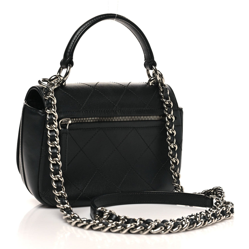 Chanel Calfskin Stitched Small Ring My Bag Flap Crossbody Bag Black