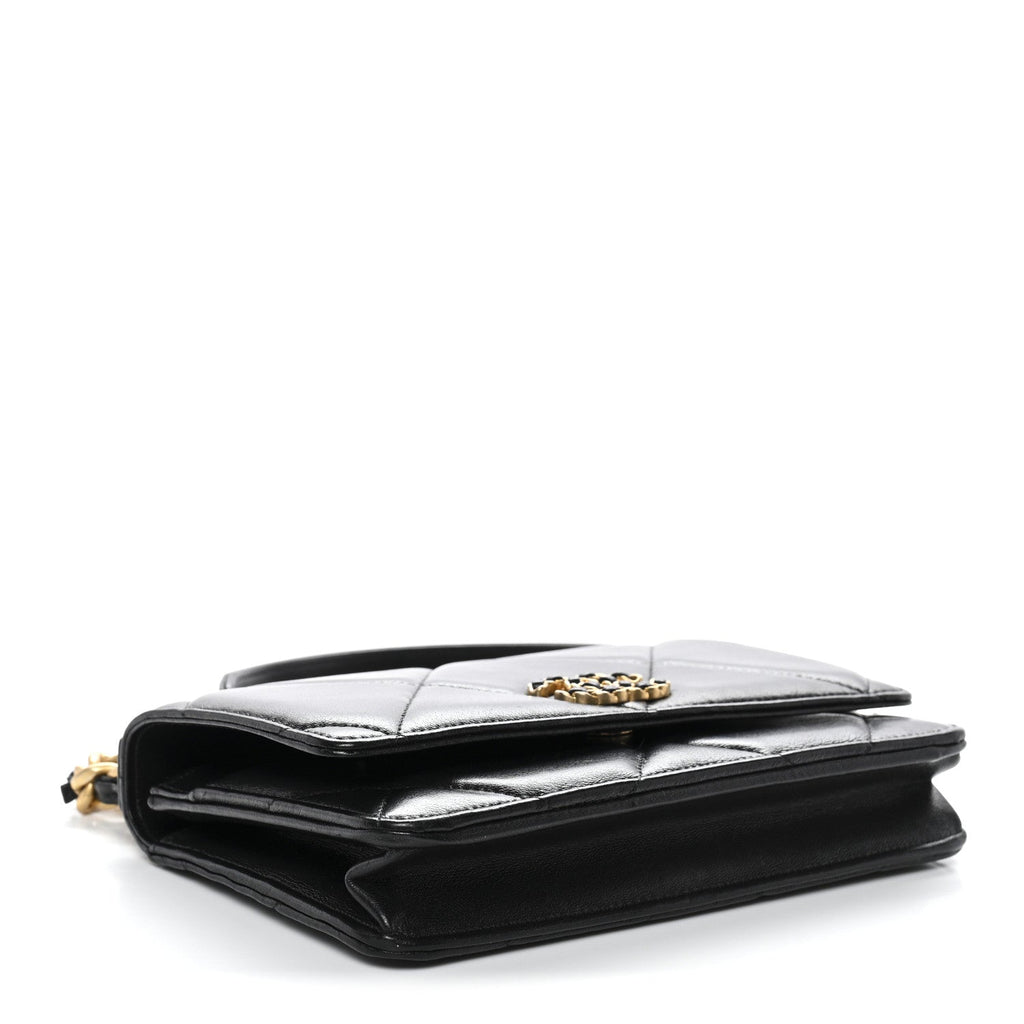 Chanel Lambskin Quilted Chanel 19 Wallet On Chain WOC Black