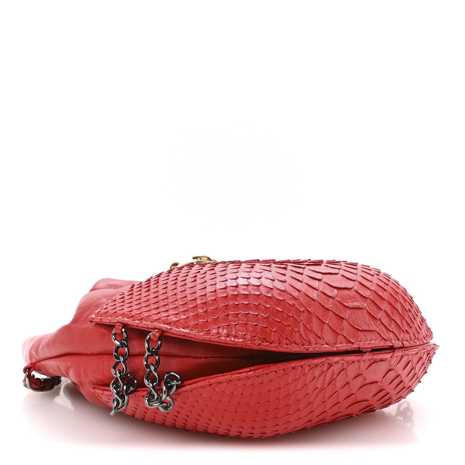 Chanel Snakeskin Calfskin Gabrielle Bucket Red