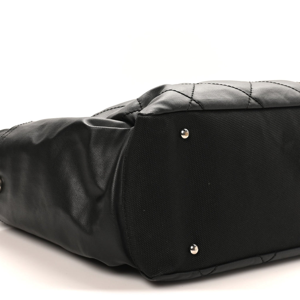 Chanel Coated Canvas Quilted Large Paris Biarritz Tote Black
