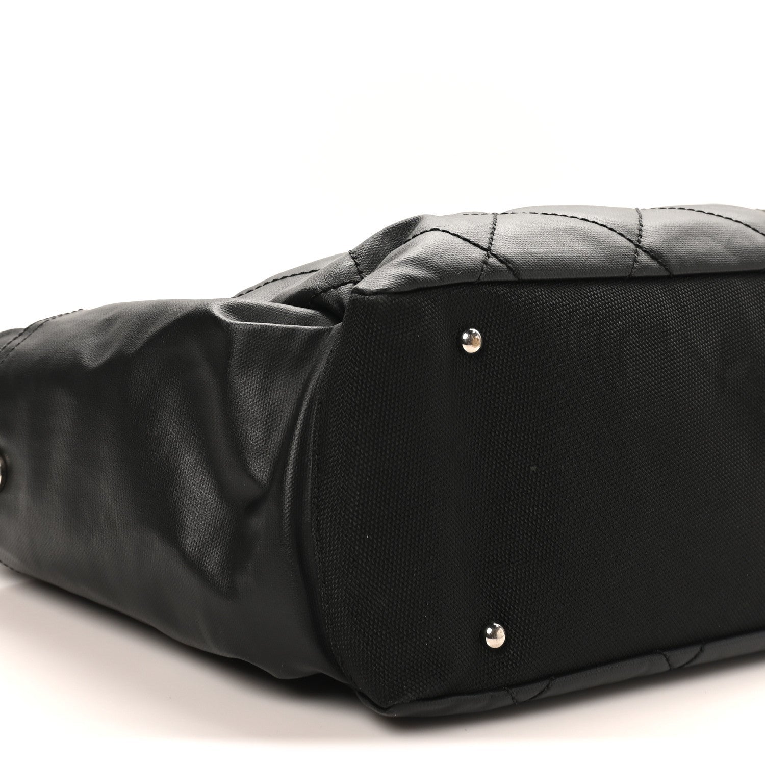Chanel Coated Canvas Quilted Large Paris Biarritz Tote Black
