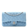 Chanel Denim Quilted Medium Double Flap Light Blue