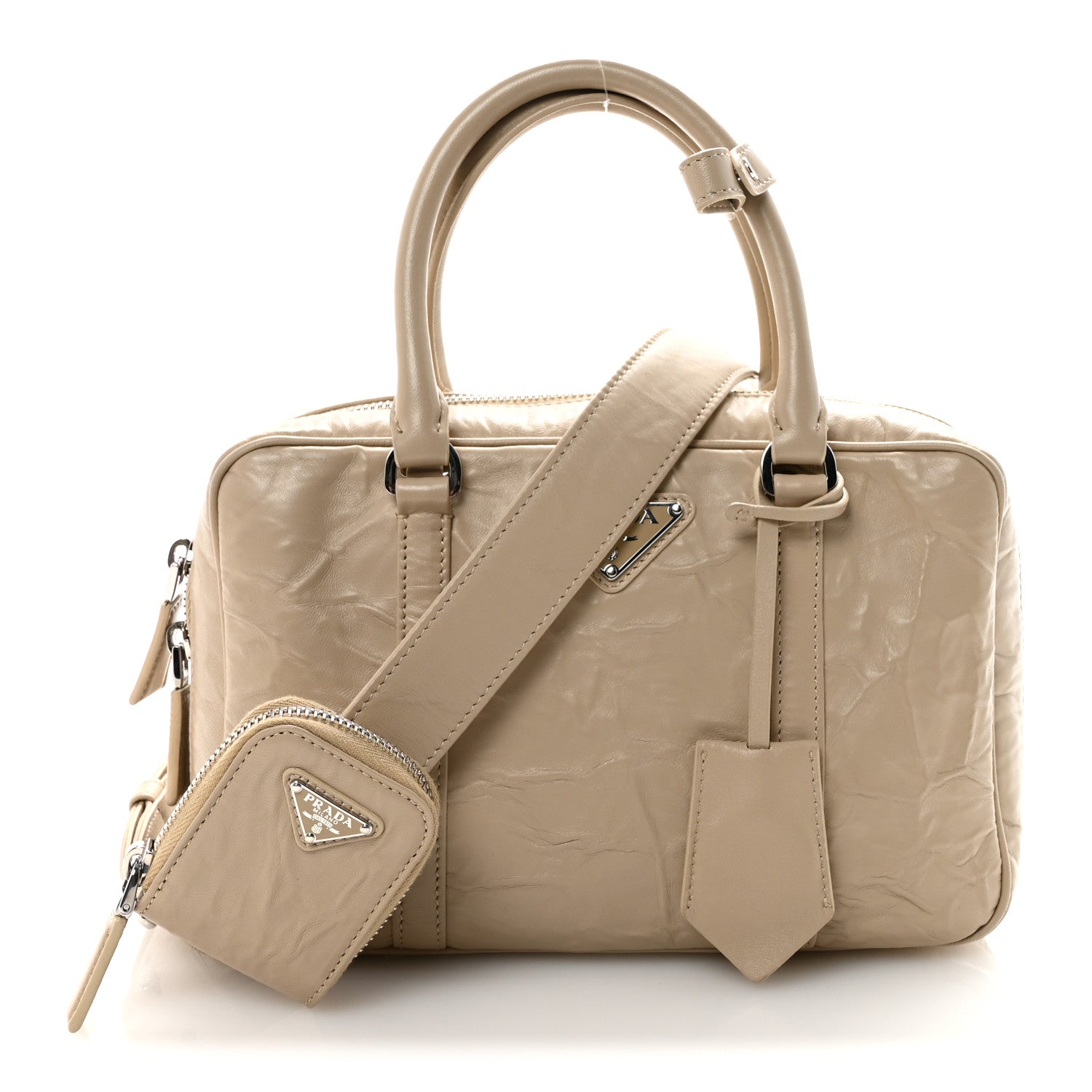 Prada Nappa Antique Medium Re-Edition 2001 Two Handle Bag Deserto