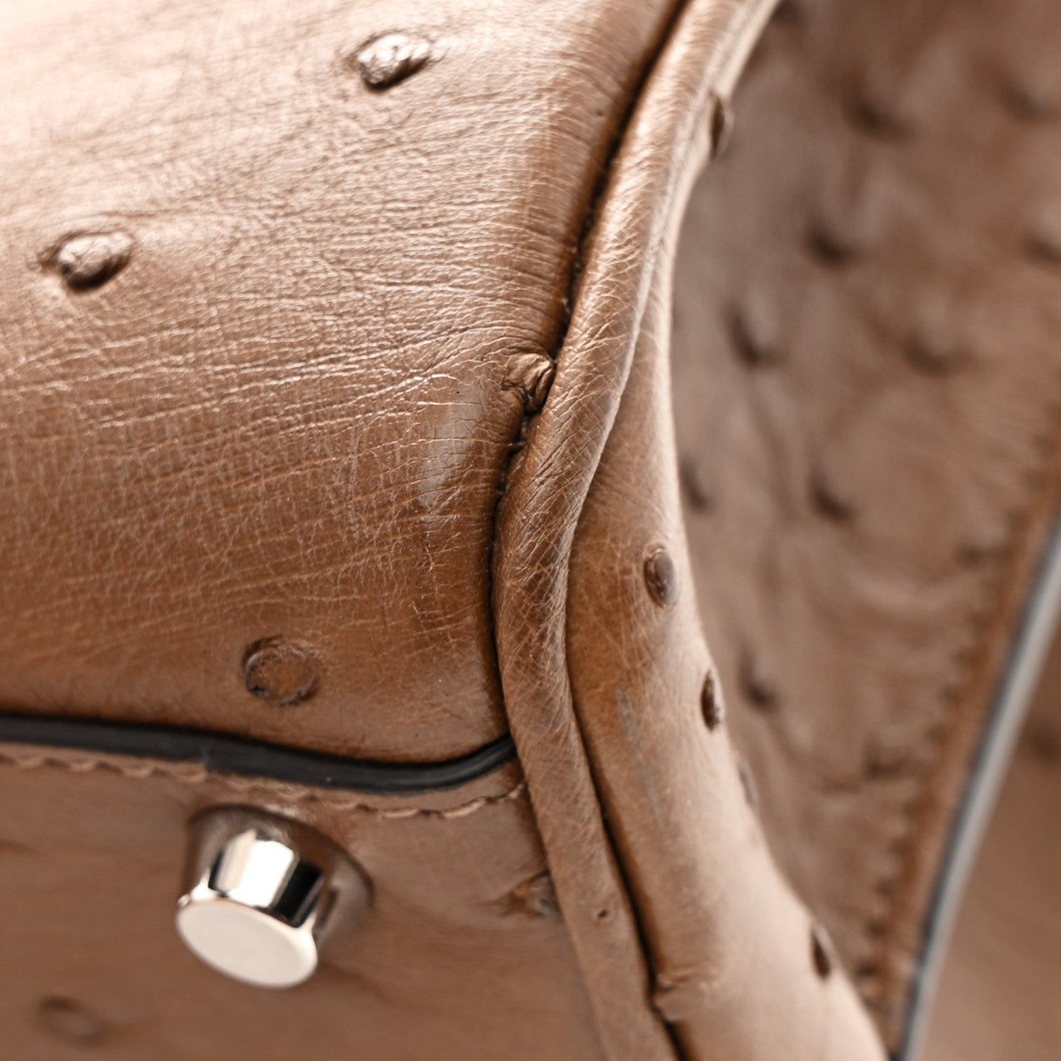 Gucci Ostrich Medium Zumi Top Handle Bag Brown