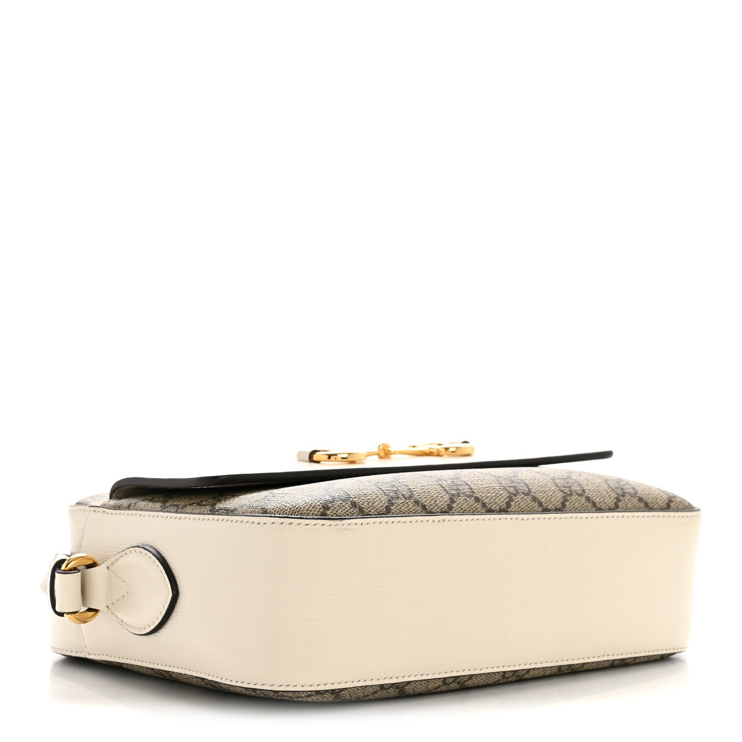 Gucci GG Supreme Monogram Small Horsebit 1955 Shoulder Bag Beige Mystic White