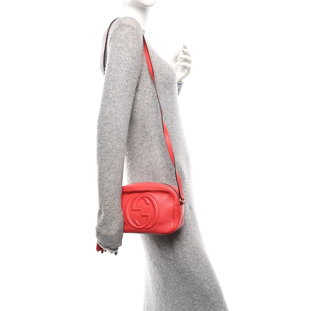 Gucci Pebbled Calfskin Small Soho Disco Bag Tabasco Red