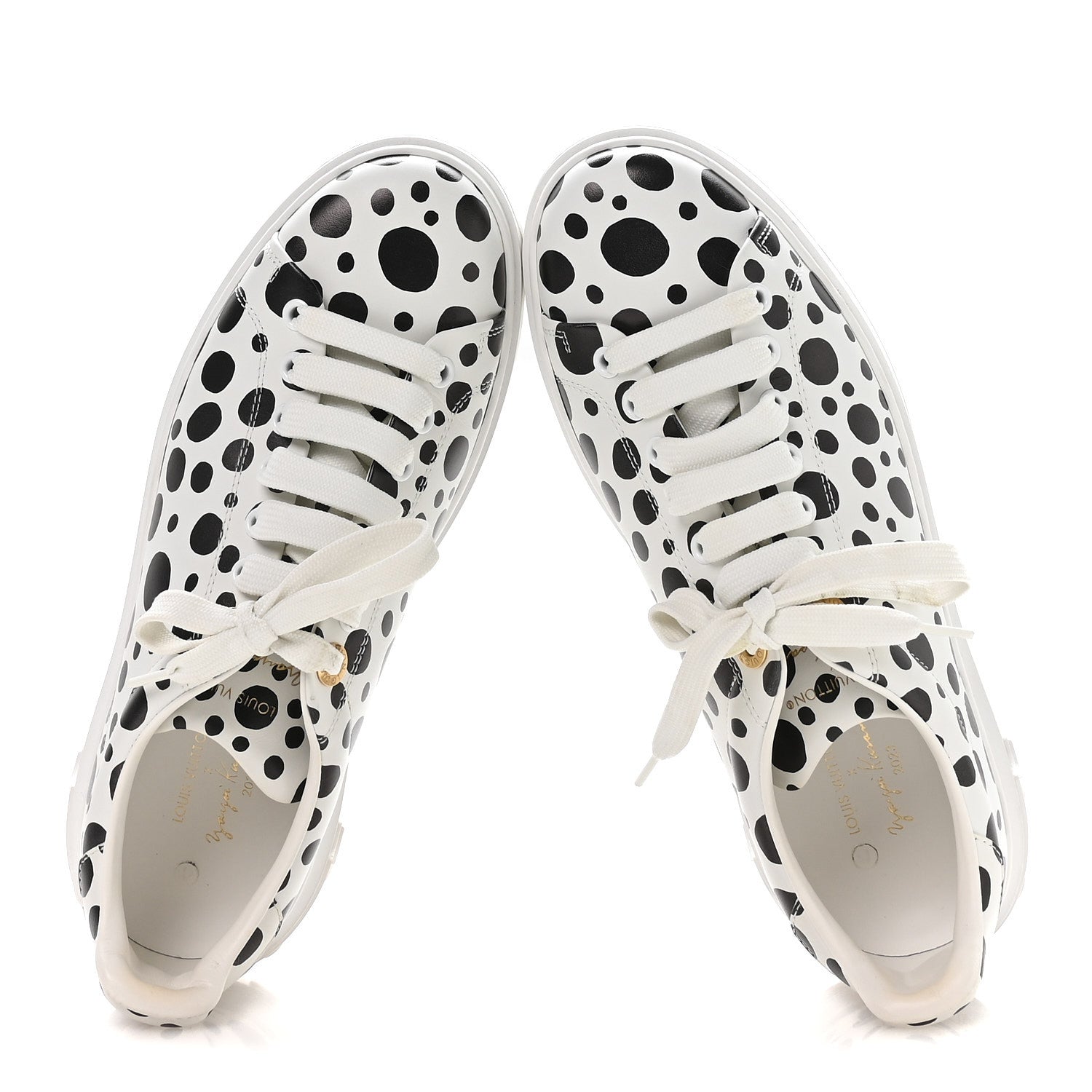 Louis Vuitton LV X YK Calfskin Printed Infinity Dots Time Out Sneakers 38.5 White