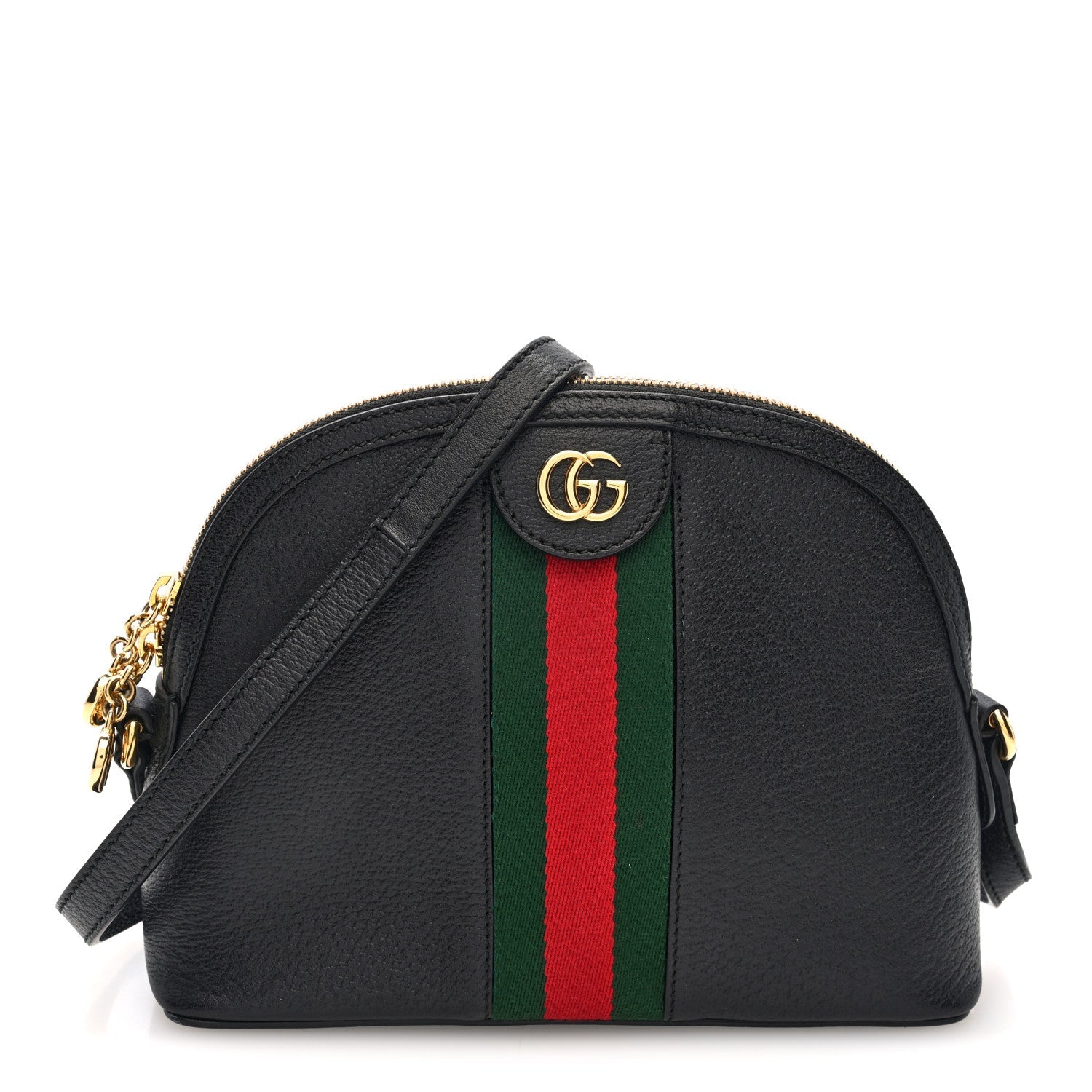 Gucci Calfskin GG Web Small Ophidia Dome Shoulder Bag Black