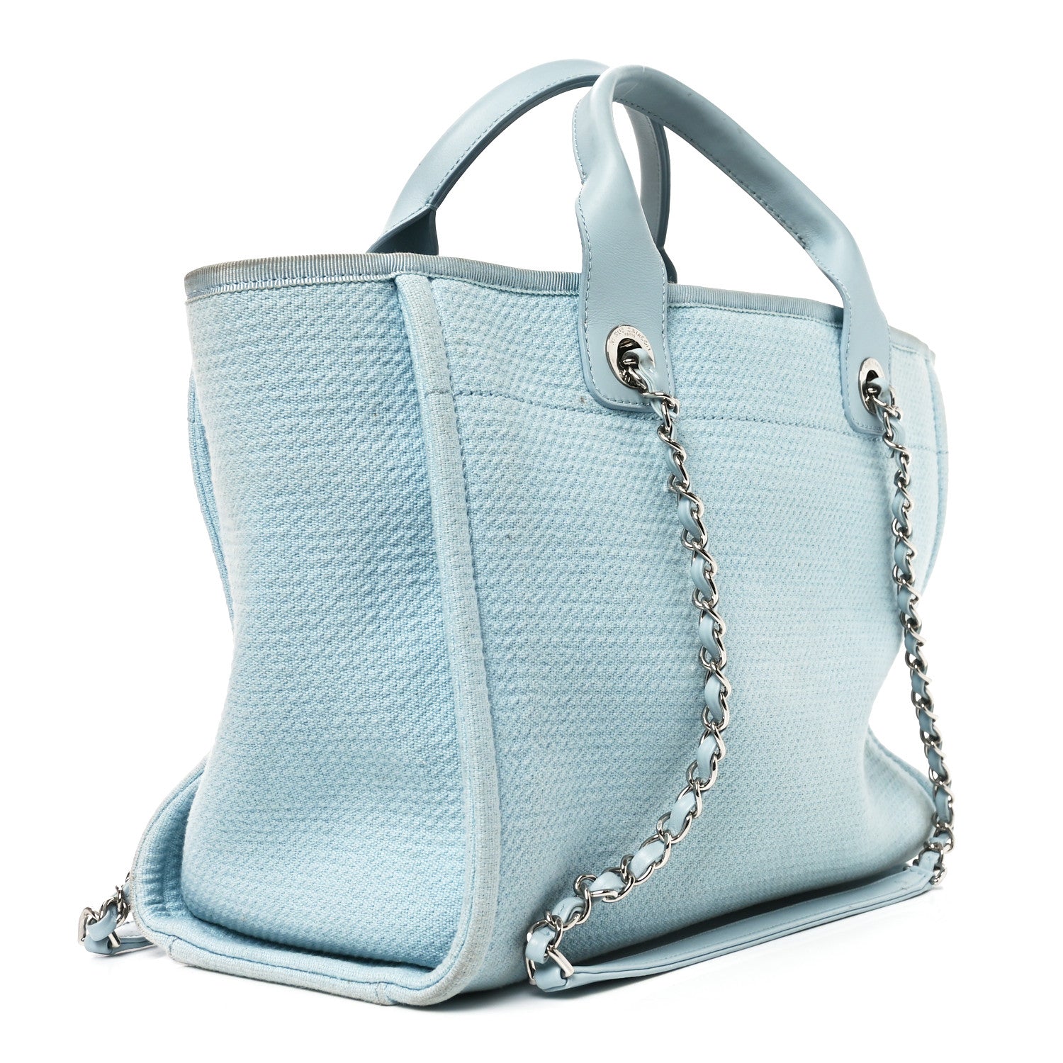 Chanel Mixed Fibers Medium Deauville Tote Light Blue
