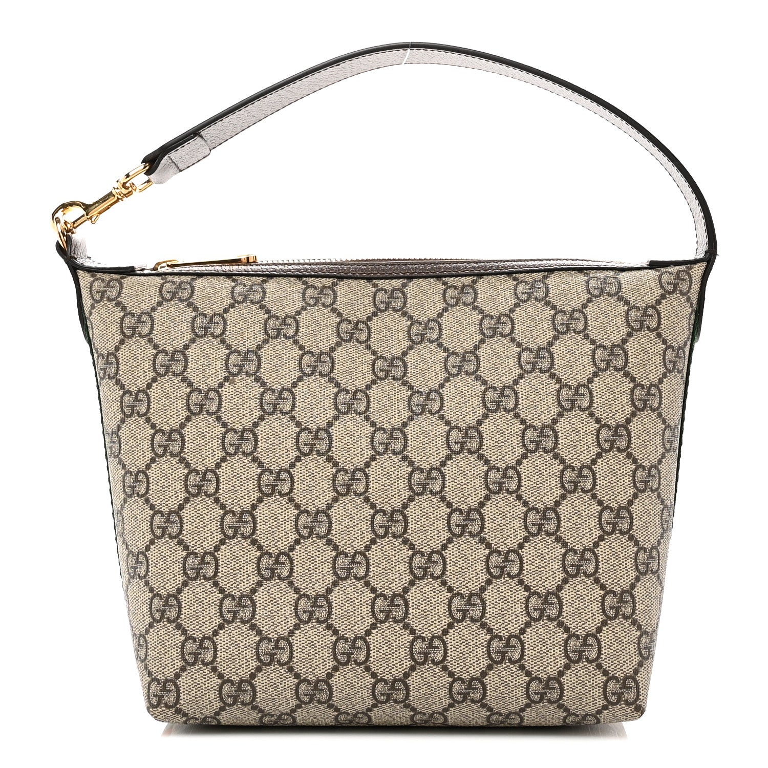 Gucci GG Supreme Monogram Textured Calfskin Web Super Mini Ophidia Shoulder Bag Beige Ebony New Acero
