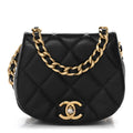 Chanel Calfskin Quilted Mini Coco Mail Clutch With Chain Black