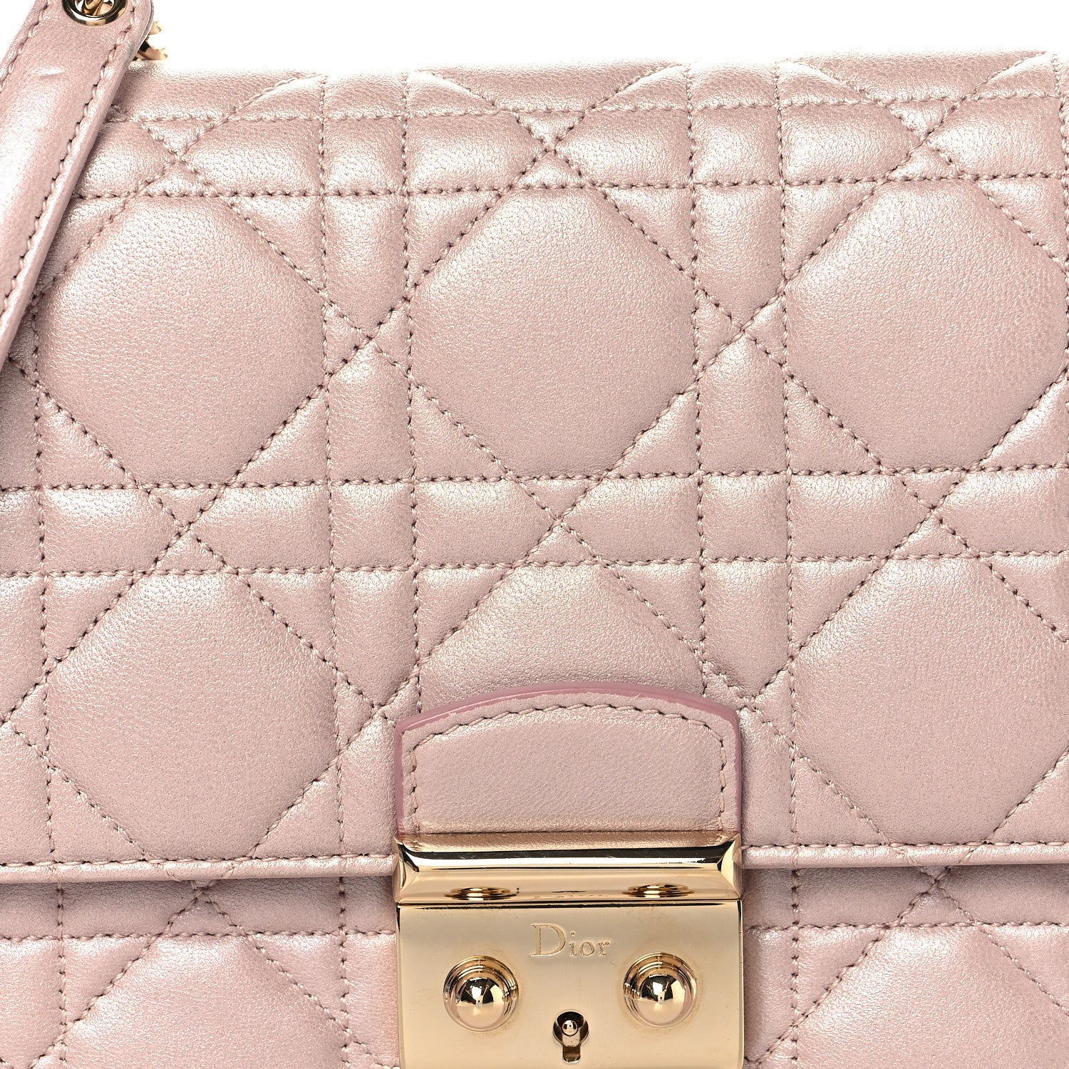 Christian Dior Pearly Lambskin Cannage Miss Dior Promenade Pouch Lotus