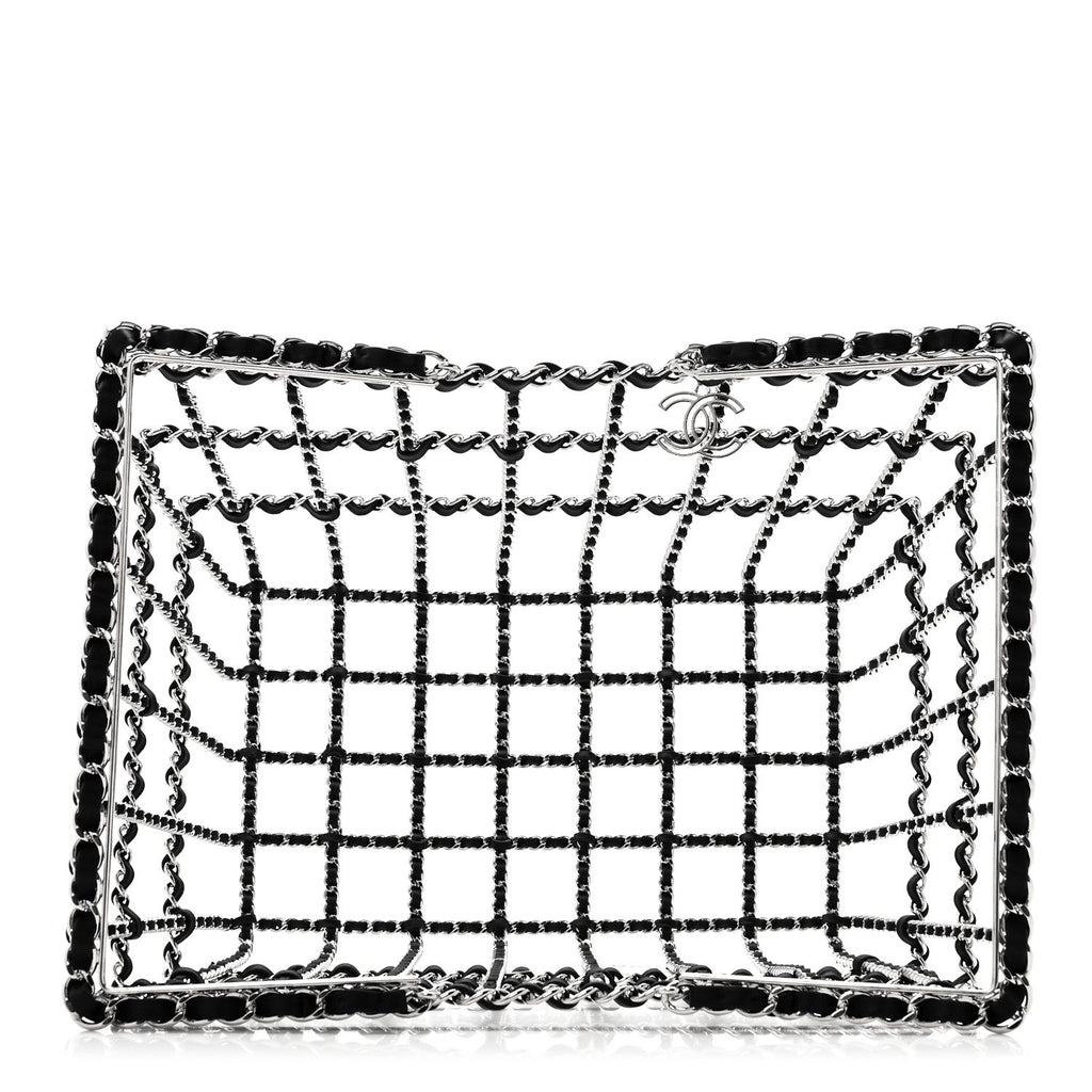 Chanel Brass Calfskin Large Grocery By Chanel Shopping Basket Silver