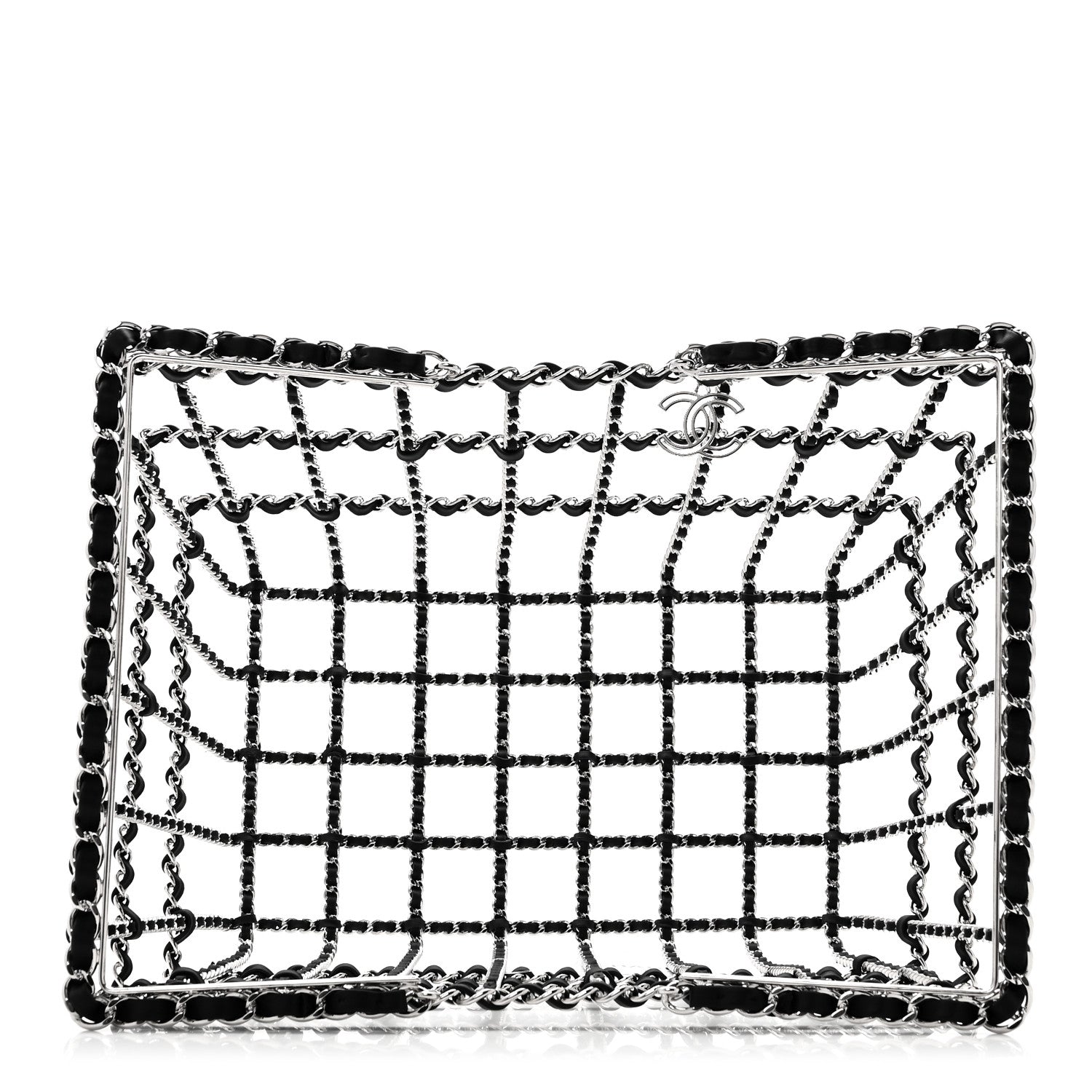 Chanel Brass Calfskin Large Grocery By Chanel Shopping Basket Silver