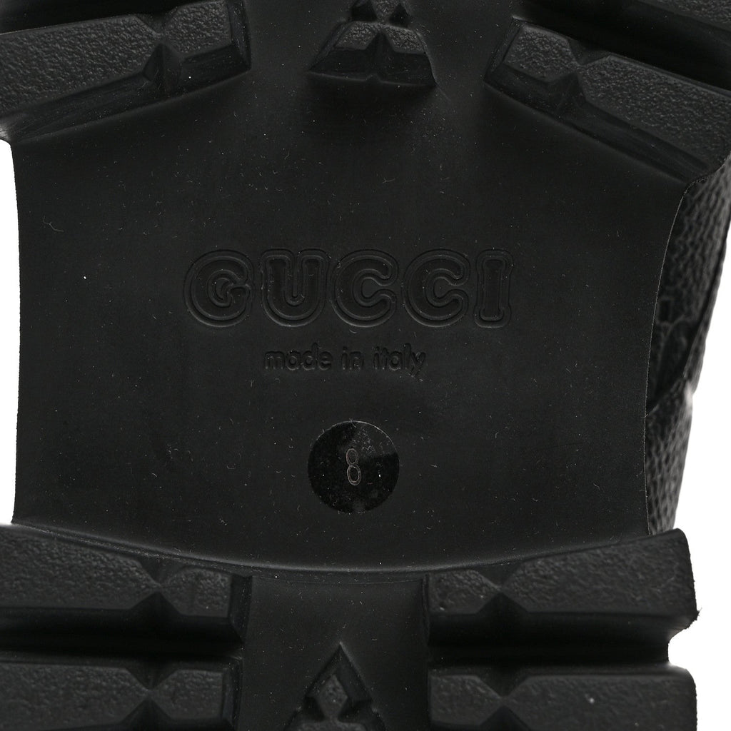 Gucci Calfskin Embossed Monogram Lace Up Ankle Boots 8 Black