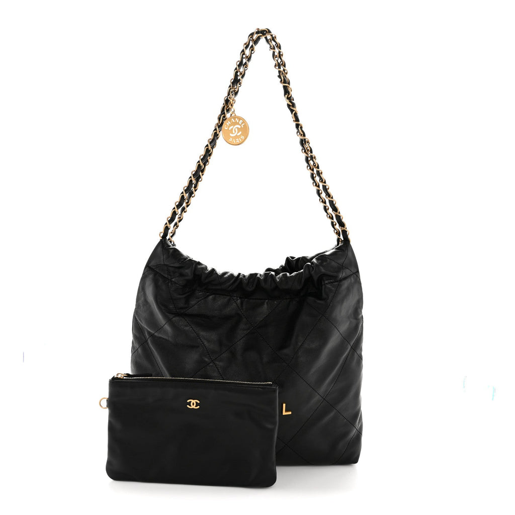 Chanel Shiny Calfskin Quilted Small Chanel 22 Black