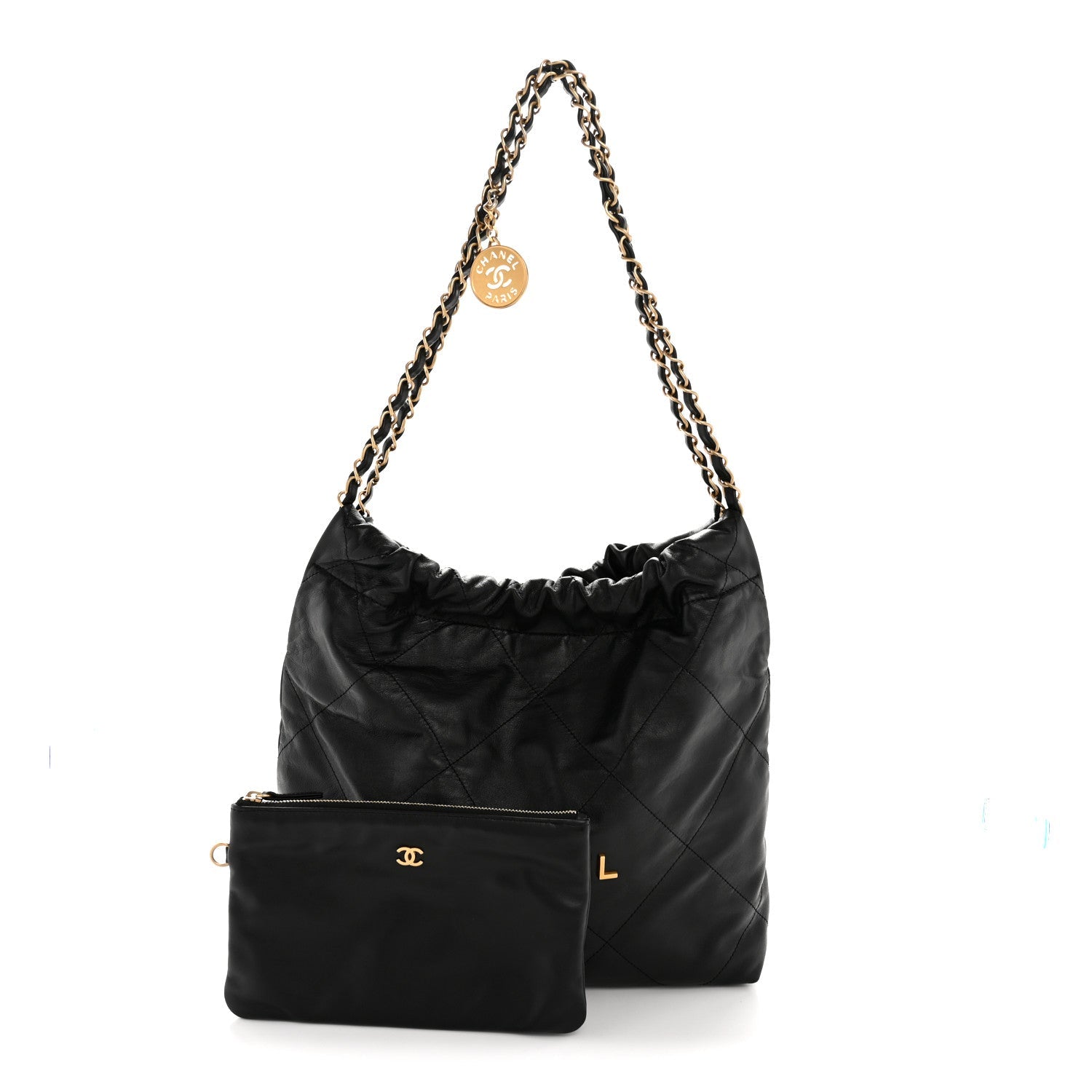 Chanel Shiny Calfskin Quilted Small Chanel 22 Black