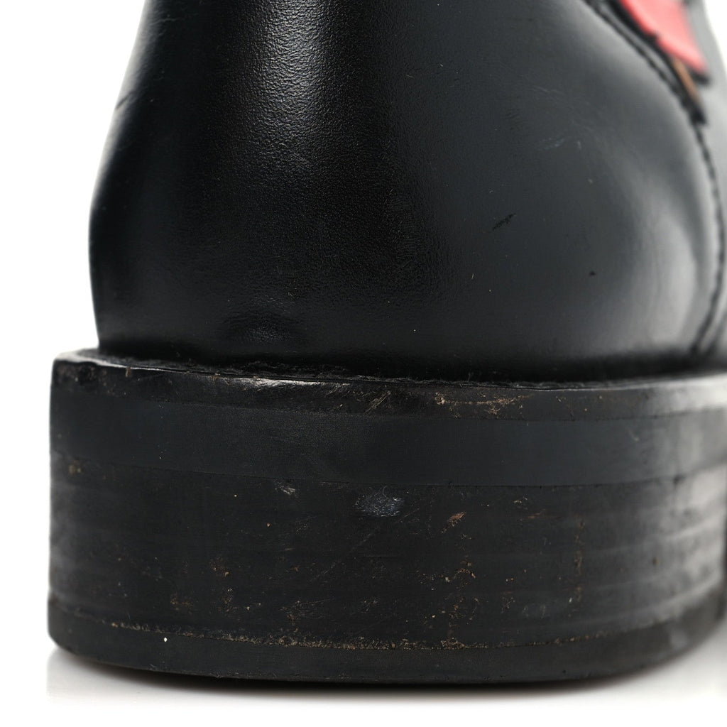 Louis Vuitton Calfskin LV Black Heart Flat Ranger Boots 37 Black