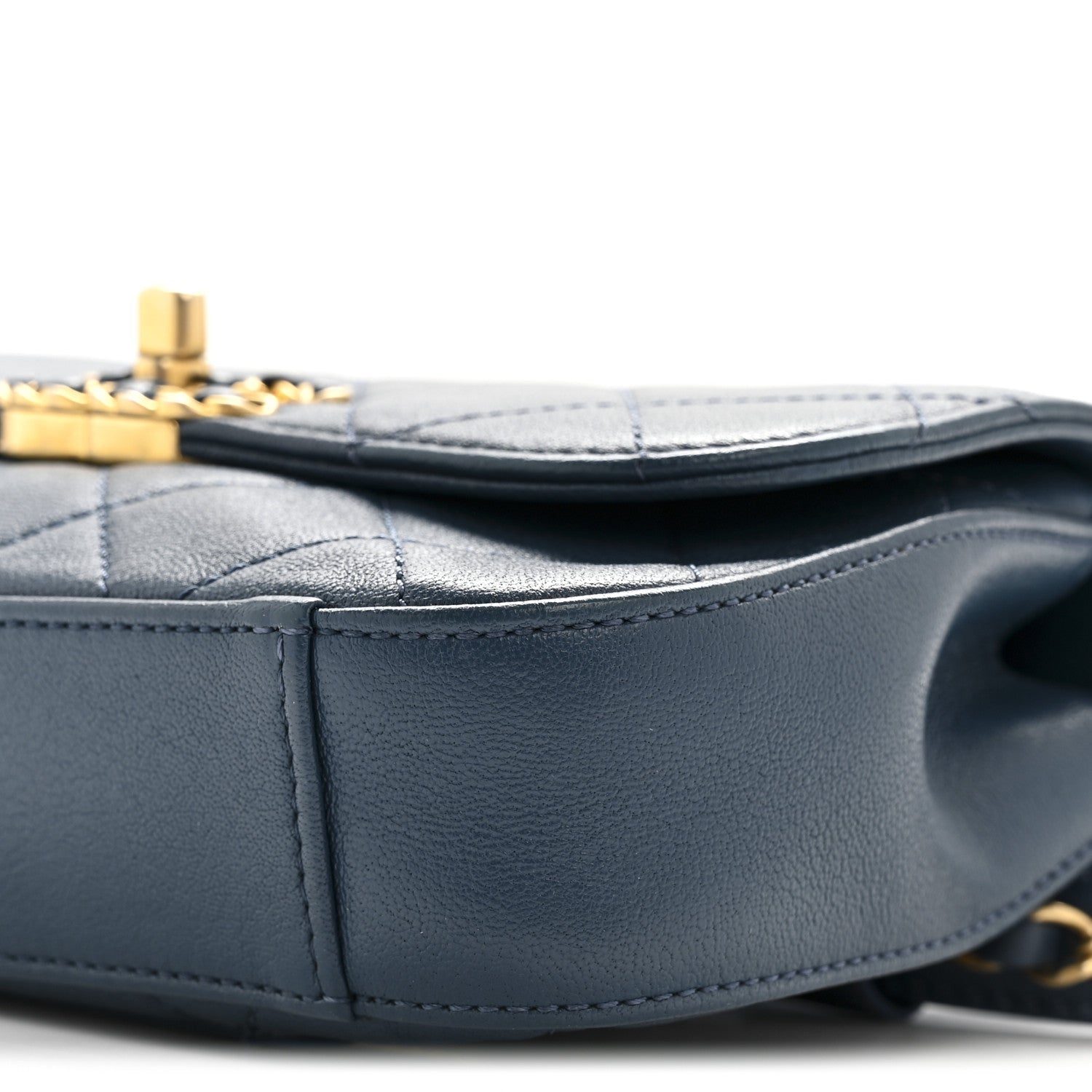 Chanel Lambskin Quilted Chain Infinity Waist Belt Bag Blue