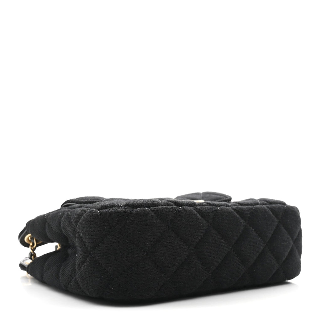 Chanel Jersey Quilted Small Wavy CC Hobo Black